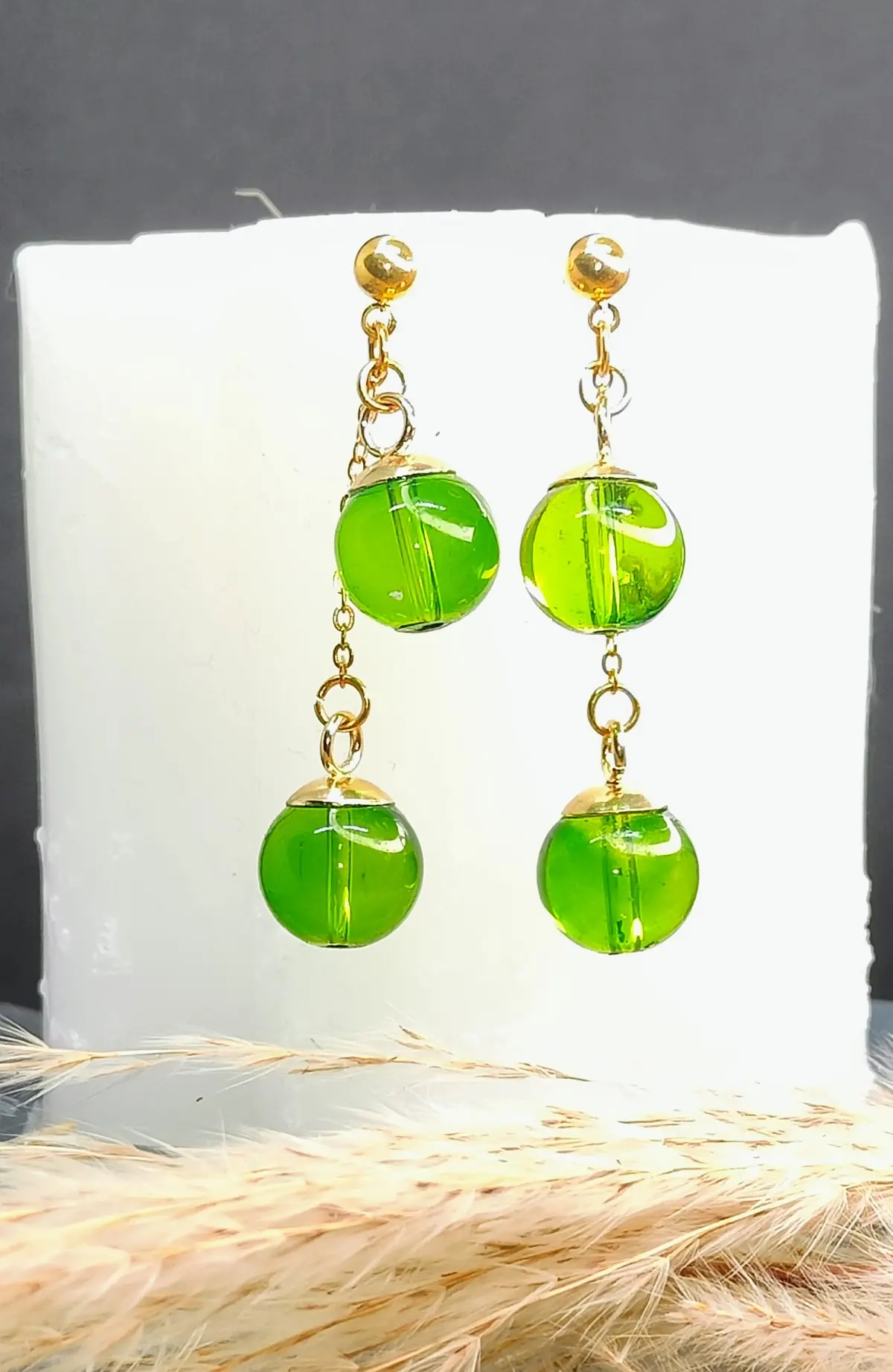 Boucles d’oreilles pendantes duo perles