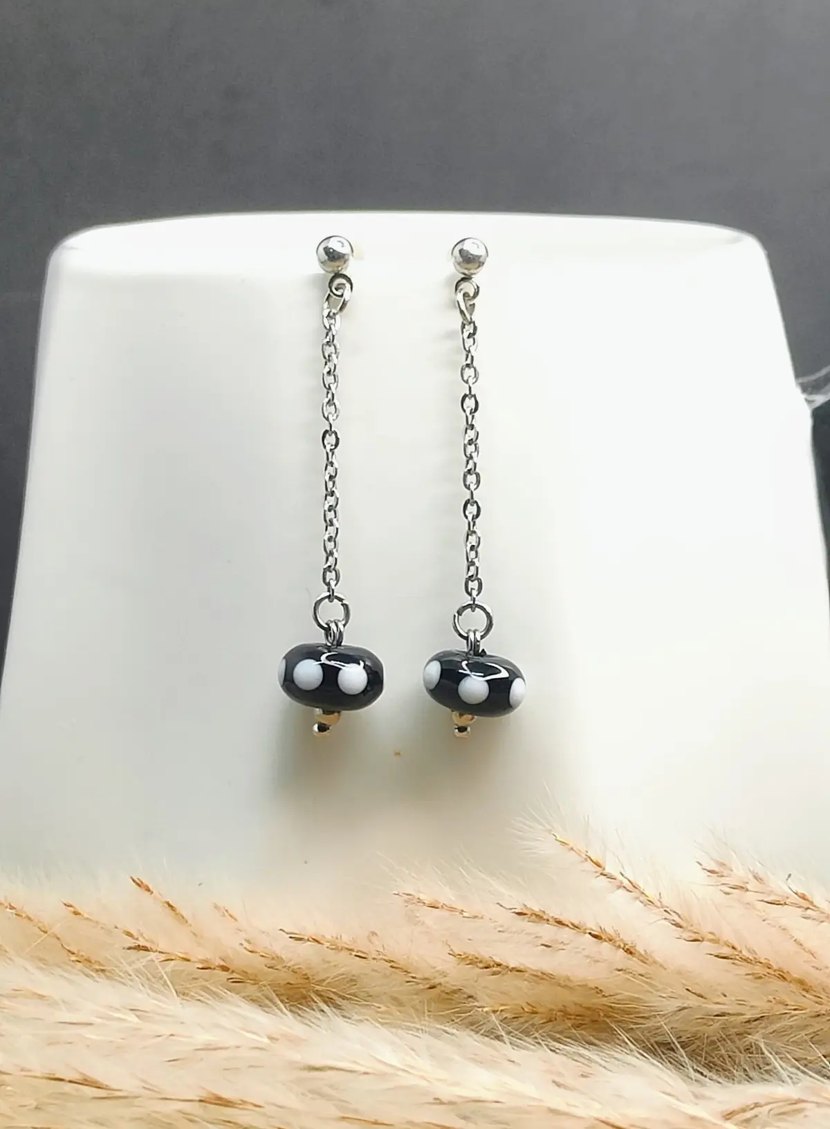 Boucles d’oreilles pampille perle recyclée