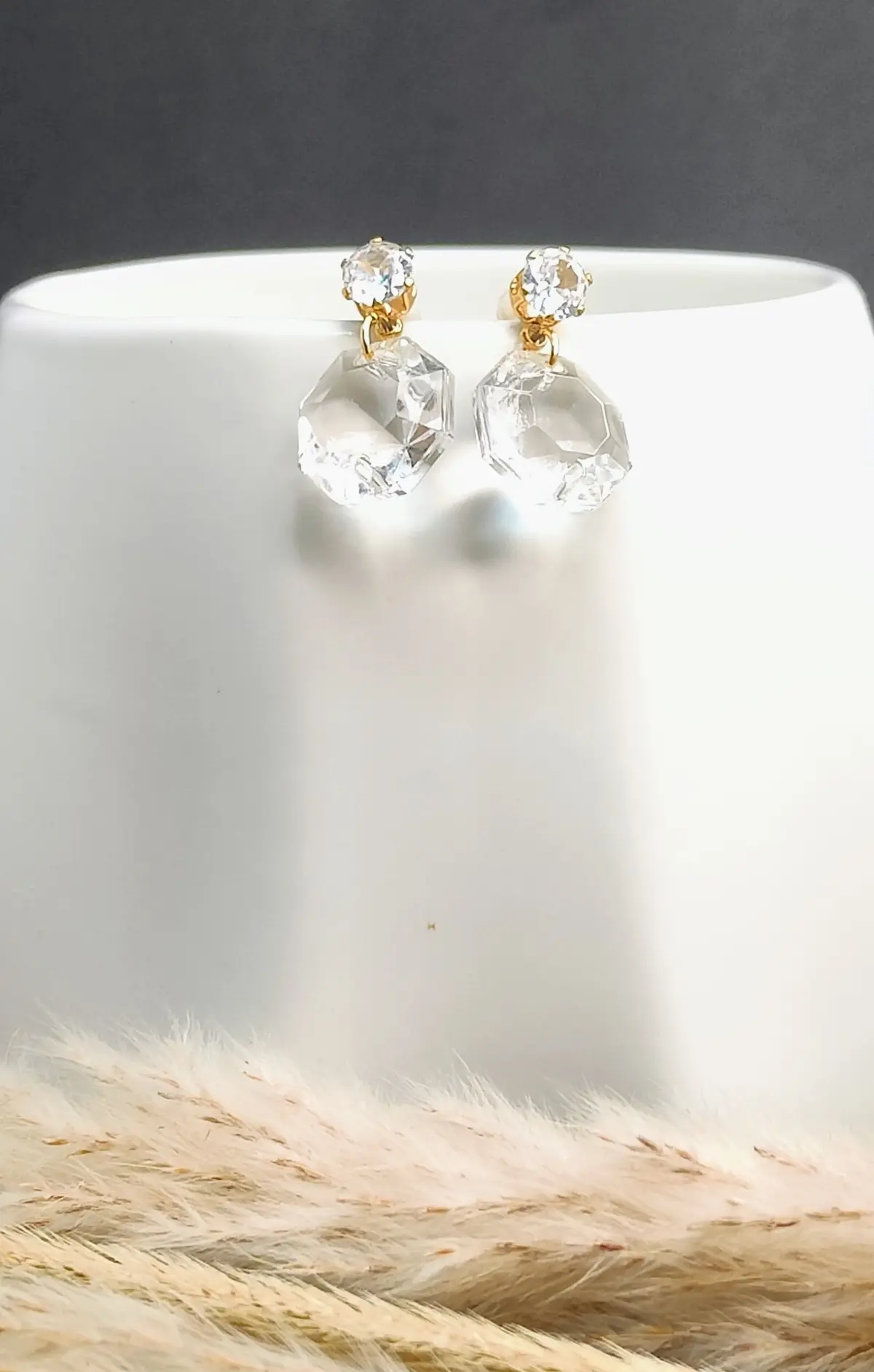 Boucles d’oreilles pampille diamant transparente