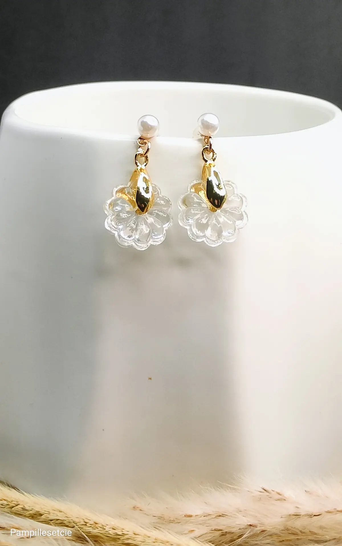 Boucles d’oreilles pampille fleur