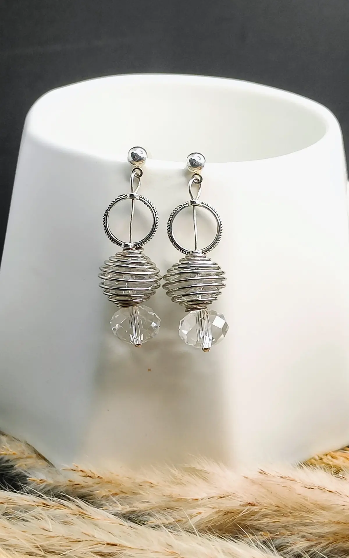 Boucles d’oreilles cage et sa perle en verre