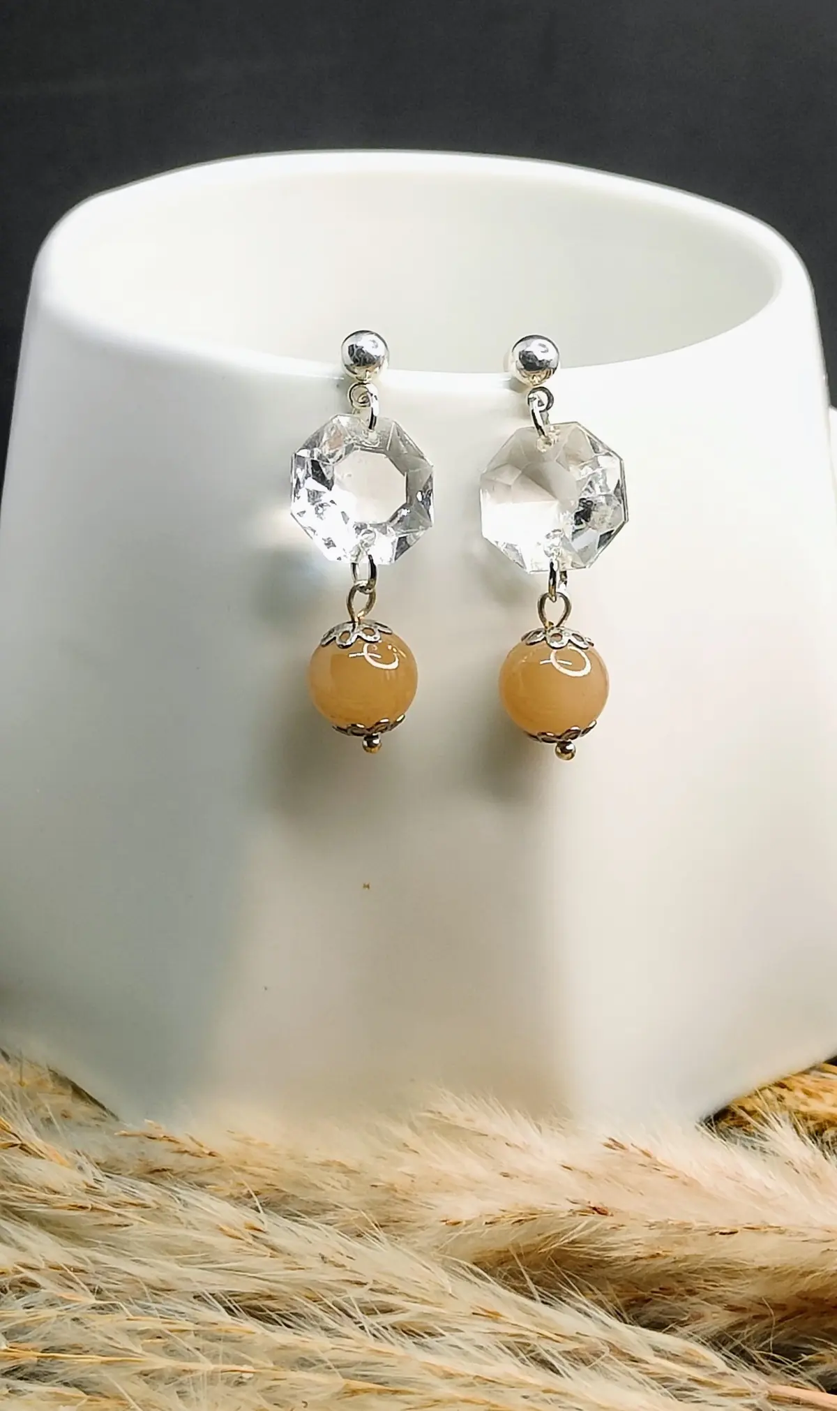 Boucles d’oreilles pampille diamant transparent