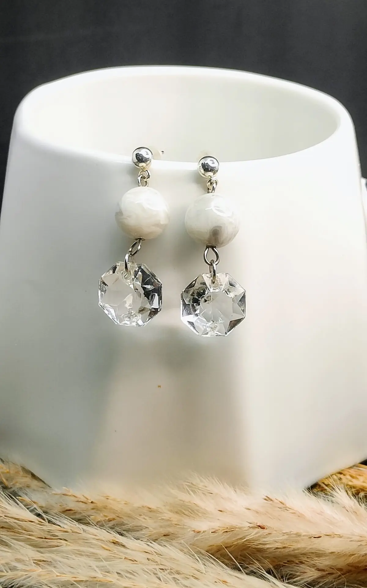 Boucles d’oreilles pampille diamant transparent