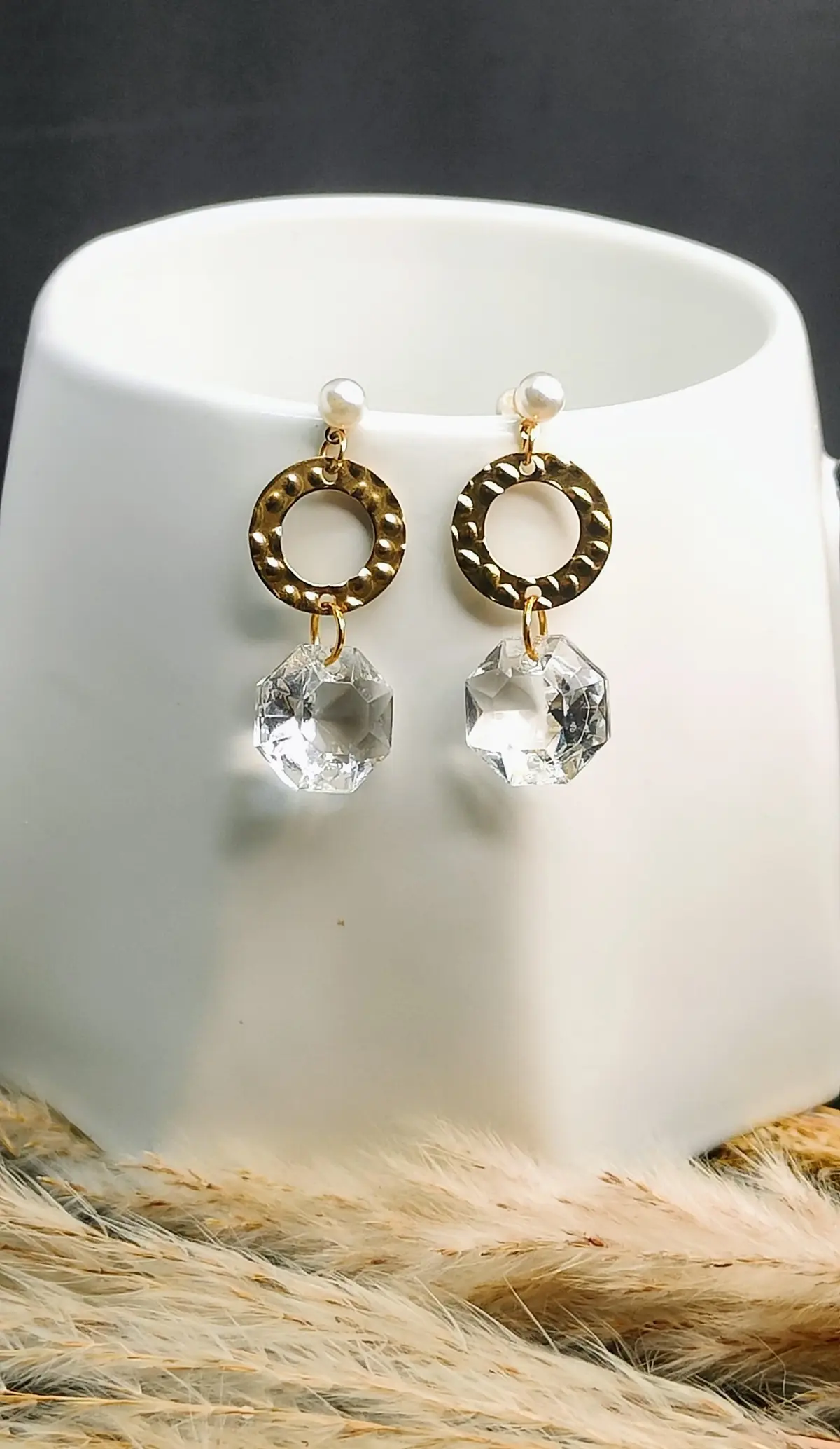 Boucles d’oreilles pampille diamant transparent