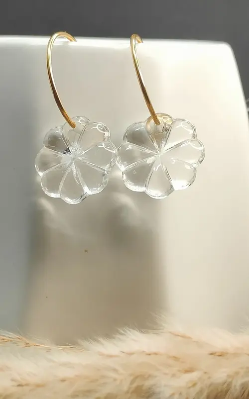 Boucles d’oreilles créole pampille fleur