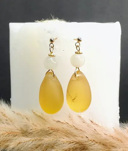 Boucles d’oreilles pampille goutte jaune