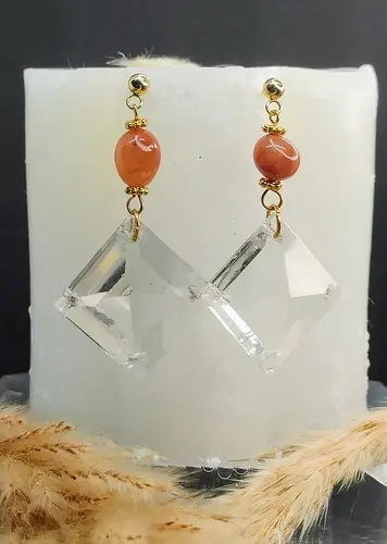 Boucles d’oreilles pampille facettée & sa perle