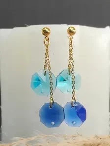 Boucles d’oreilles pampilles bleues