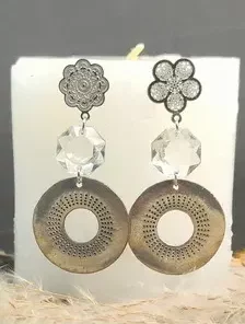 Boucles d'oreilles pampilles & ses anneaux en métal