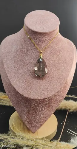 Collier pampille grise facettée