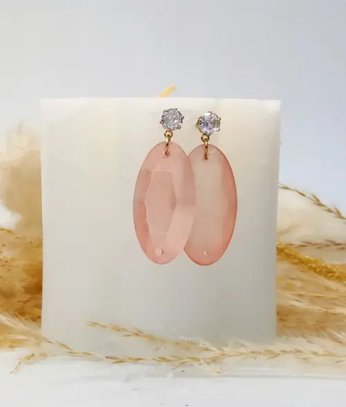 Boucles d'oreilles pampille rose