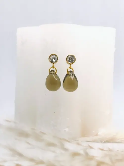 Boucles d'oreilles pampille goutte verte
