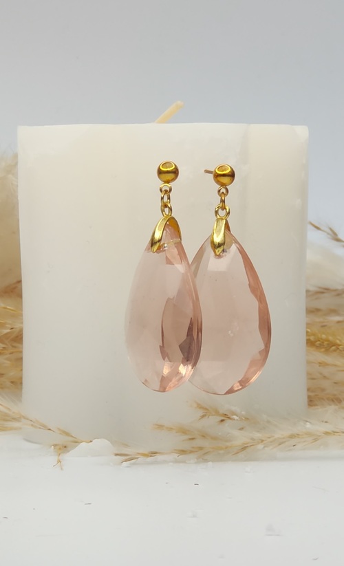 Boucles d'oreilles goutte rose brillant - Bijou féminin chic
