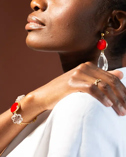 Parure Rouge Passion cristal de lustre pampillesetcie